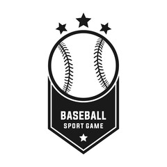 baseball badge vector graphic template. sport illustration in ribbon label style.