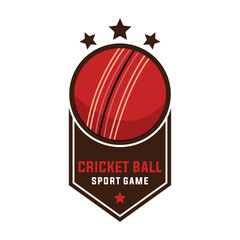cricket sport vector template. sport ball graphic illustration in ribbon label style.