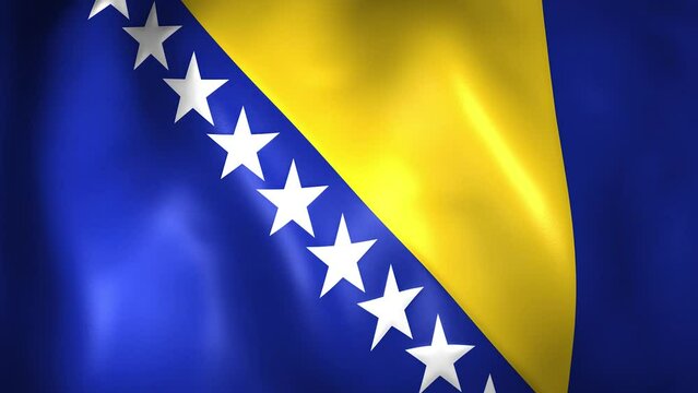 Animation of the Bosnian flag. 4K. Herzegovinaian flag flying, Bosnia and Herzegovina flag render animation	