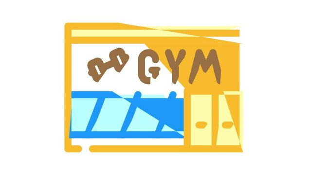 gym building color icon animation
