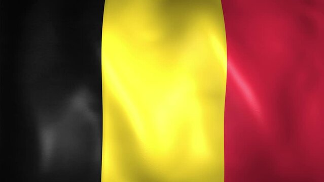 Animation of the Belgian flag. 4K. Belgium flag flying, Kingdom of Belgium flag render animation	