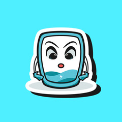 Cute adorable cartoon happy fun robot smart phone android illustration for sticker icon mascot logo