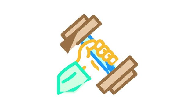 exercise with dumbbell color icon animation