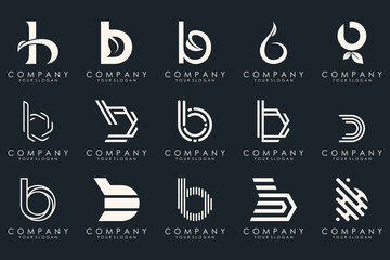Set of creative letter b logo vector design bundle inspiration.