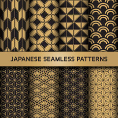 Luxury gold japanese geometric seamless pattern collection. CMYK color mode ready to print.