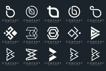 Set of creative letter B logo design template. icons for business of luxury, elegant, simple.