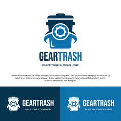 Gear trash vector logo template