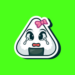 Obraz premium Cute adorable cartoon delicious japan sushi rice food illustration for sticker icon mascot logo