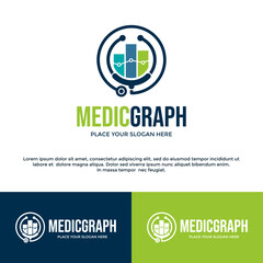 Medical data vector logo template