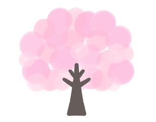 水彩で描いた、大きな桜の木