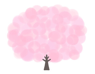 水彩で描いた、大きな桜の木