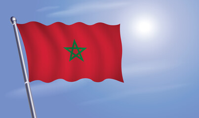 Morocco flag against a blue sky