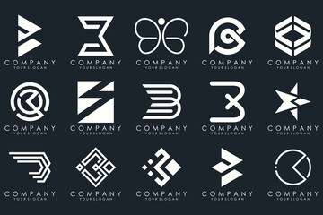 abstract letter B logo icon set. design for business of luxury, elegant, simple.