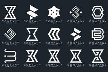 abstract letter B logo icon set. design for business of luxury, elegant, simple.