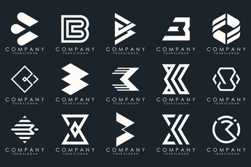 Naklejka premium abstract letter B logo icon set. design for business of luxury, elegant, simple.