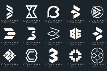 Fototapeta premium abstract letter B logo icon set. design for business of luxury, elegant, simple.