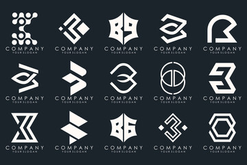 abstract letter B logo icon set. design for business of luxury, elegant, simple.