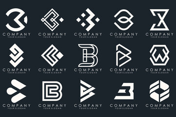 abstract letter B logo icon set. design for business of luxury, elegant, simple.