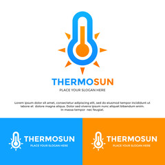 Thermometer and sun vector logo template