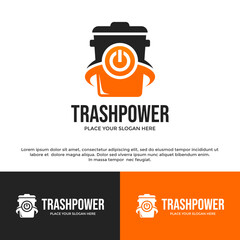 Trash power vector logo template
