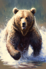 Obraz premium Brown bear dynamic pose 