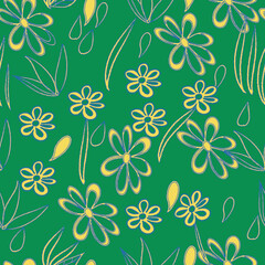 Green lace like floral motif seamless repeat