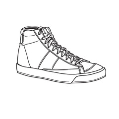 Fashion sneakers. Sneakers shoe .Flat vector illustration. Sneakers line art. Sneakers side view
