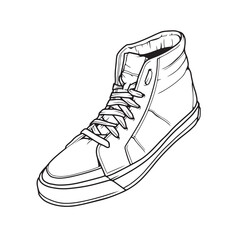 Fashion sneakers. Sneakers shoe .Flat vector illustration. Sneakers line art. Sneakers side view