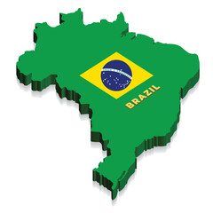 3d flag map of Brazil