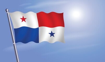 Fototapeta na wymiar Panama flag against a blue sky