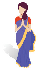 Indian lady in saree greetings namaste