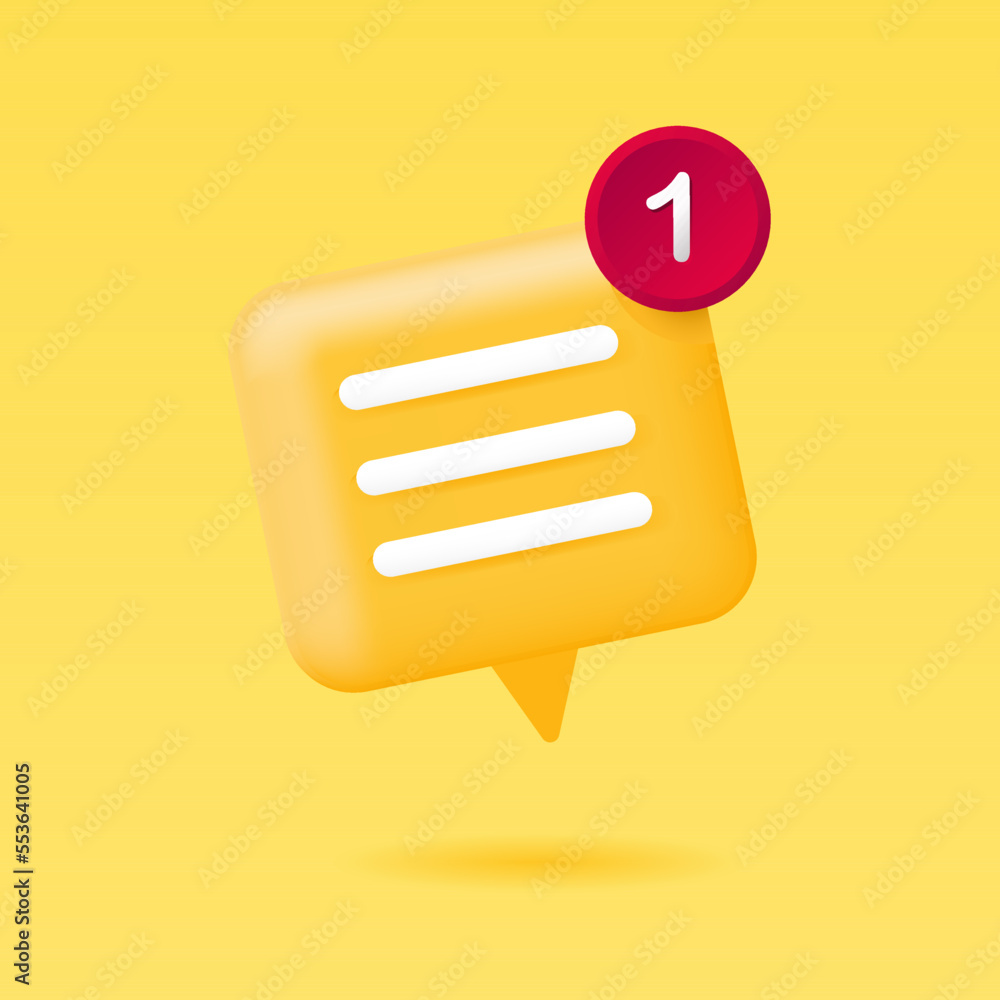 Poster 3d chat bubble vector illustration with inbox notification. suitable for design element of chating a