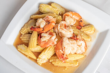 Stir Fried Baby Corn with Shrimp