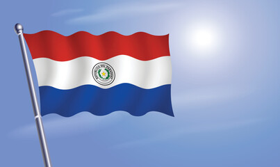 Paraguay flag against a blue sky