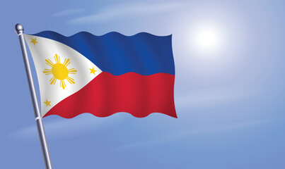 Philippines flag against a blue sky