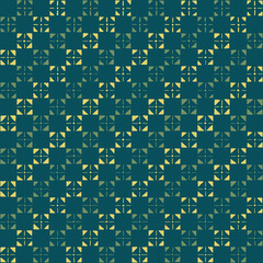 hand drawn squares from stripes, triangles and dots. yellow blue repetitive background. vector seamless pattern. geometric fabric swatch. wrapping paper. design template for textile, linen, home decor