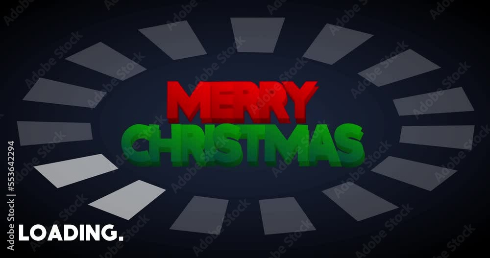 Poster merry christmas text with loading, downloading, uploading bar indicator. download, upload on compute