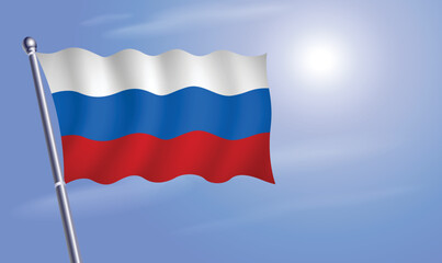 Russian flag against a blue sky