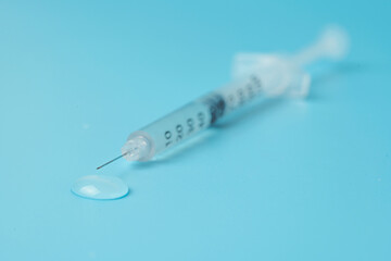 Syringe in the ready state for the procedure for taking a medicine or vaccine