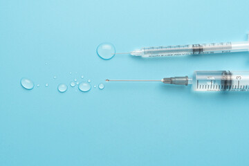 Syringe in the ready state for the procedure for taking a medicine or vaccine