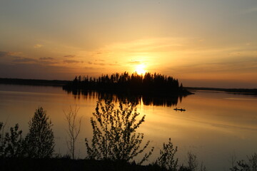 sunset over island, Elk Island National Park, Alberta