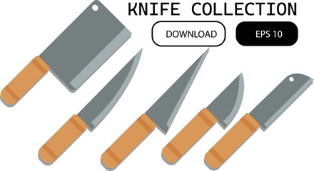 set of knives vector icon