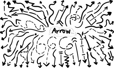Fototapeta na wymiar hand drawn arrows doodle vector 10 eps , set of hand drawn arrows icons vector 10 eps