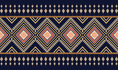 Abstract geometric ethnic pattern design for clothing, fabric, background, wallpaper, wrapping, batik. Knitwear, Pixel pattern, Embroidery style. Tribal vector texture.