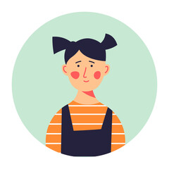 Small girl with ponytails portrait of kid vector