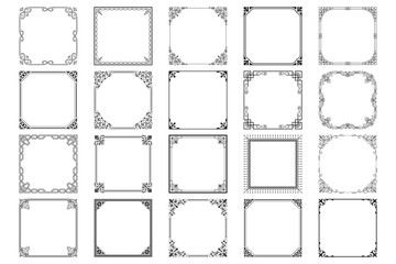 Set of decorative Isolated icon frames. Retro ornamental frame, vintage rectangle ornaments & ornate border. Decorative wedding frames, antique museum picture borders or deco divider. vector art - obrazy, fototapety, plakaty