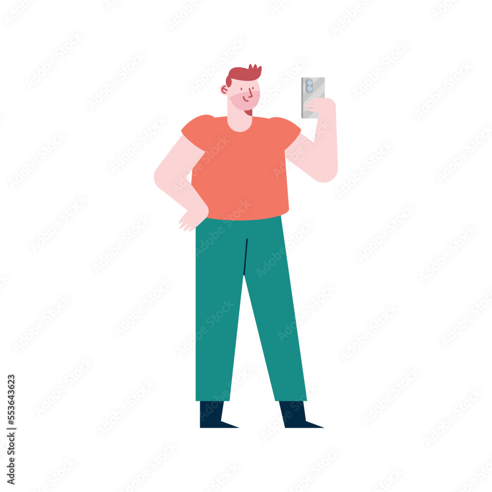 Poster man using smartphone