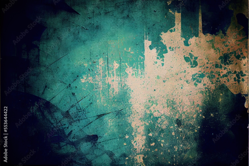 Poster a grungy wall with a clock on it's side and a clock on the wall above it. generative ai