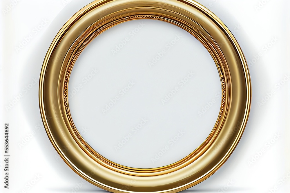 Poster a gold frame on a white background, creating a striking contrast between the two colors the frame is