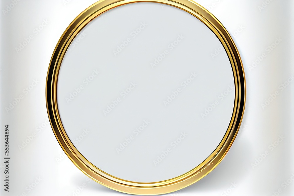 Poster a gold frame on a white background, creating a striking contrast between the two colors the frame is